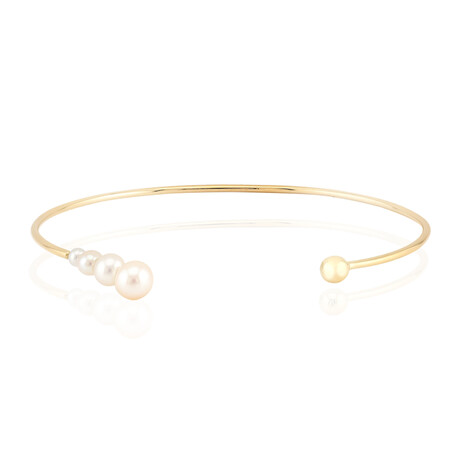 Weiße Süßwasserzuchtperlen-Silberarmreif