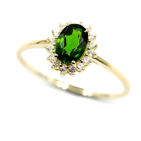 Anello in oro con Diopside Russo
