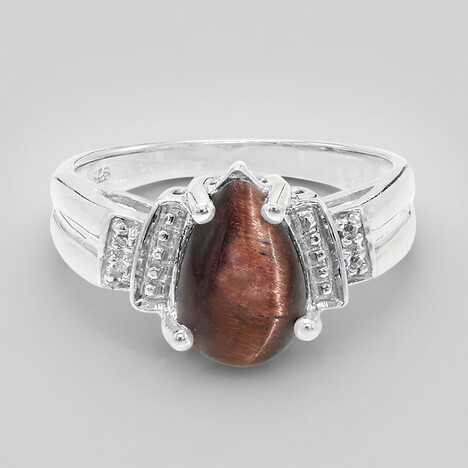 Anello in argento con Occhio di Tigre Rosso