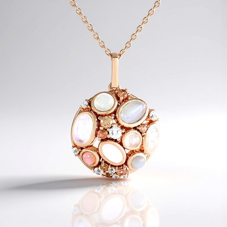 Collana in argento con Pietra di Luna Bianca (KM by Juwelo)