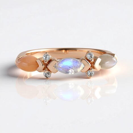 Anello in argento con Pietra di Luna Argentata (KM by Juwelo)