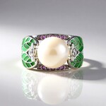 Anello in argento con Perla d'Acqua Dolce Bianca (Adela Silber)