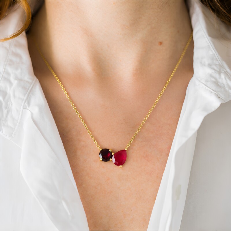 Collana in argento con Quarzo rosso pastello