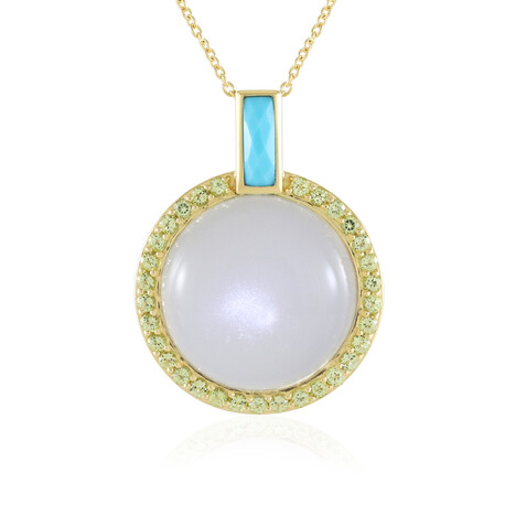 Zilveren halsketting met een witte maansteen (KM by Juwelo)