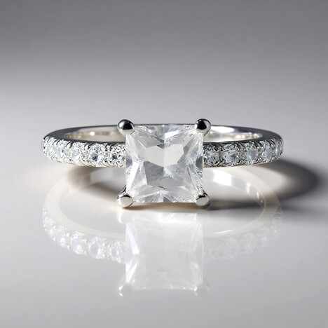 Bague en argent et Topaze blanche
