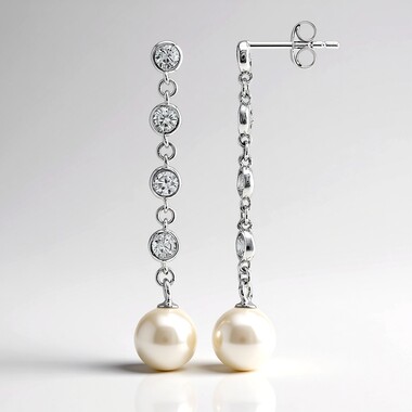 White Freshwater Pearl Silver Earrings
