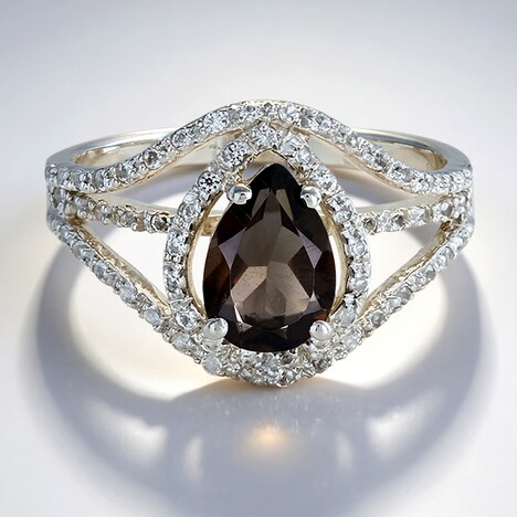 Anello in argento con Quarzo Fumè