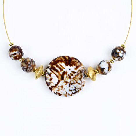 Edelstalen halsketting met een agaat