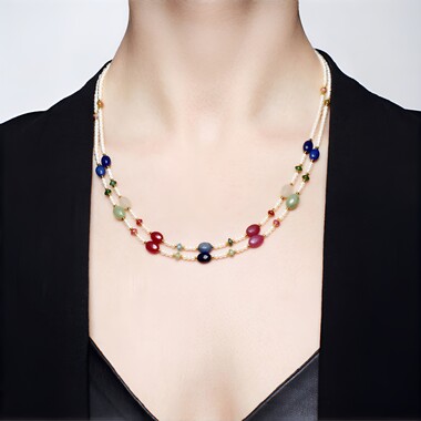 Collana in argento con Zaffiro Fancy (Riya)