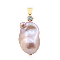 Ciondolo in oro con Perla d'Acqua Dolce Porpora