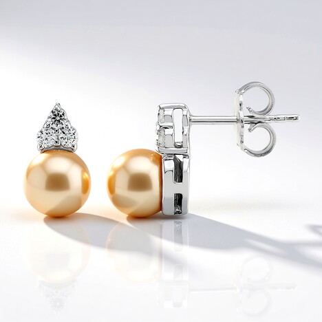 Boucles d'oreilles en argent et Perle Ming couleur pêche (TPC)