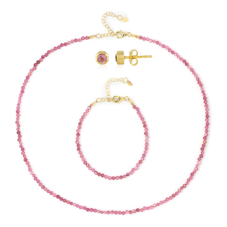 Set en plata con Turmalina rosa de Nigeria