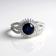 Anello in argento con Zaffiro Stellato Blu