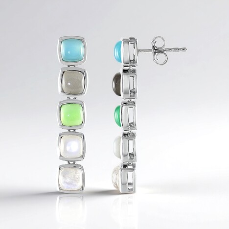 Orecchini in argento con Calcedonio Acqua (KM by Juwelo)