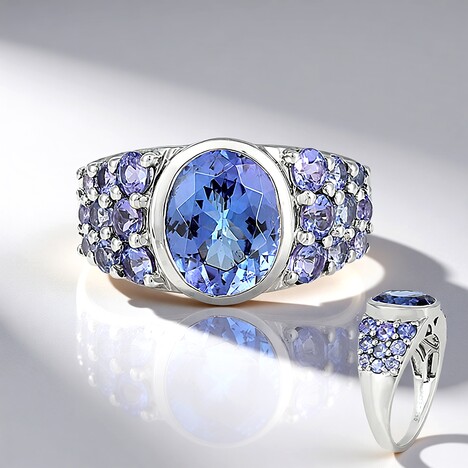 Anello in platino con Tanzanite AAA (KM by Juwelo)