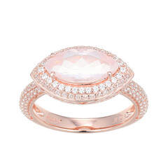 Anello in argento con Quarzo Rosa