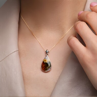 Pendentif en argent et Agate mousse (Bali Barong)