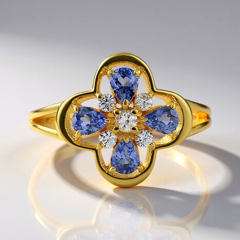 Anello in argento con Zaffiro Ceylon Blu (non riscaldato)