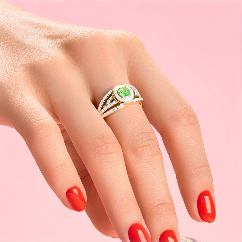 Gouden ring met een AAA Keniaanse tsavoriet