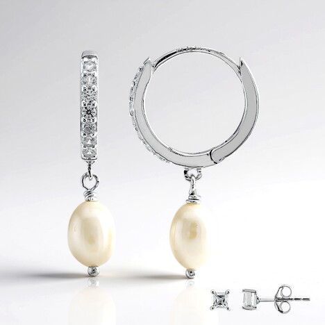 Orecchini in argento con Perla d'Acqua Dolce Bianca