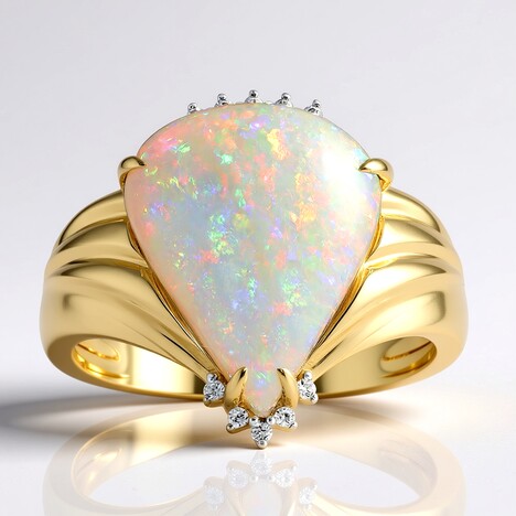Anello in oro con Opale di Mintabie (AMAYANI)