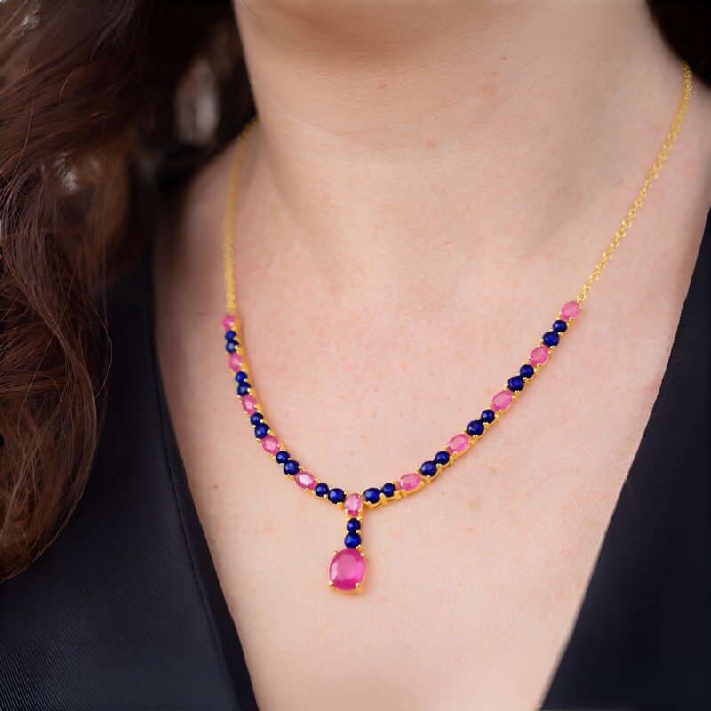 Madagaskar-Saphir-Silbercollier