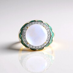 Anello in argento con Pietra di Luna Arcobaleno (Adela Silber)