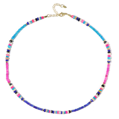 Blue Ethiopian Opal Silver Necklace