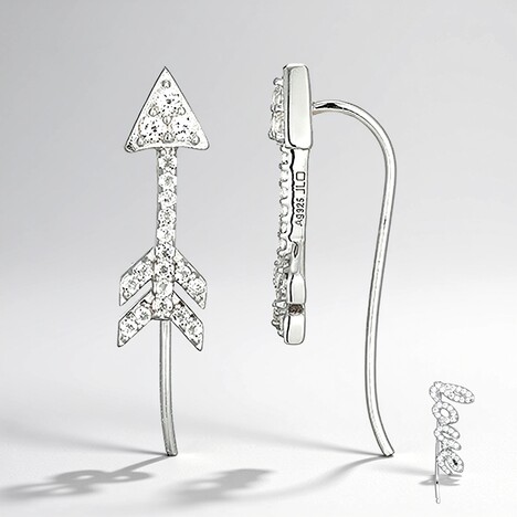 Boucles d'oreilles en argent et Topaze blanche (M de Luca)