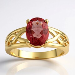 Anello in oro con Apatite Rossa