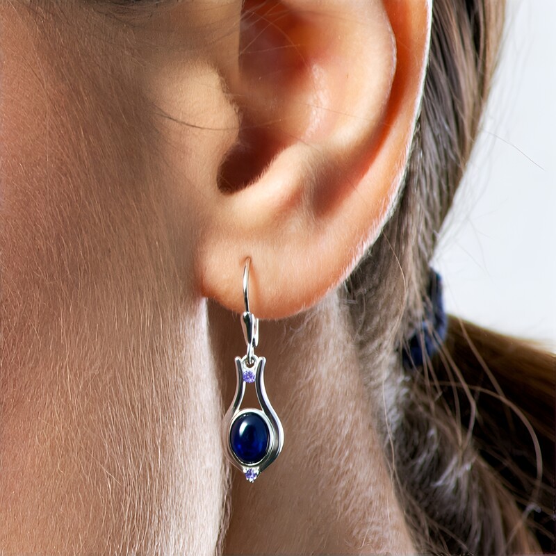 Pendientes en plata con Ópalo azul (KM by Juwelo)