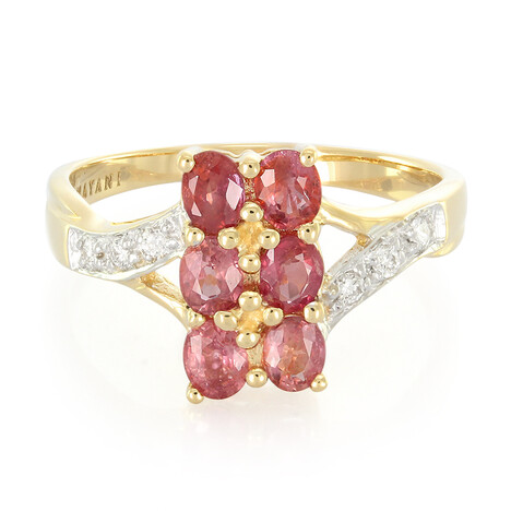 Nicht erhitzter Padparadscha-Saphir-Goldring (AMAYANI)