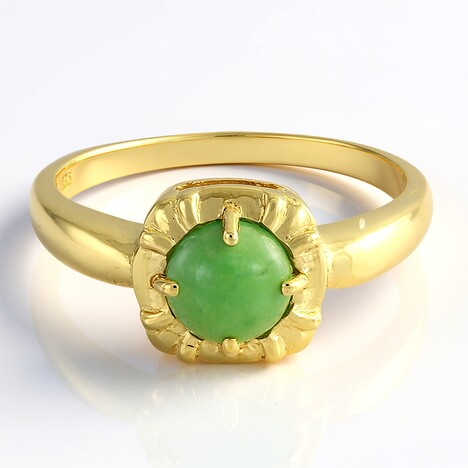 Anello da uomo placcato in oro con Crisoprasio Imperiale