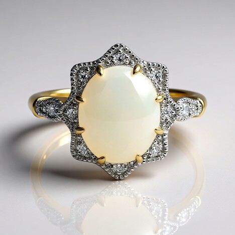 Anello in oro con Opale di Welo AAA (Adela Gold)