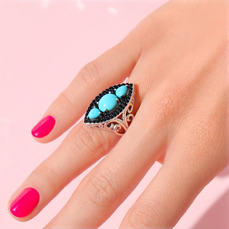 Sleeping Beauty-Türkis-Silberring (Dallas Prince Designs)