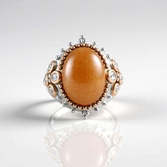 Anello in argento con Pietra di Luna Pesca (Dallas Prince Designs)