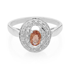 Bague en argent et Saphir Padparadscha