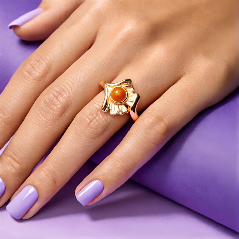 Oranger Achat-Silberring