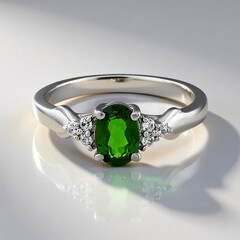 Anello in argento con Diopside Russo