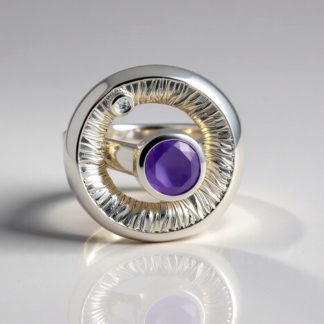 Anello in argento con Giada Lavanda (MONOSONO COLLECTION)