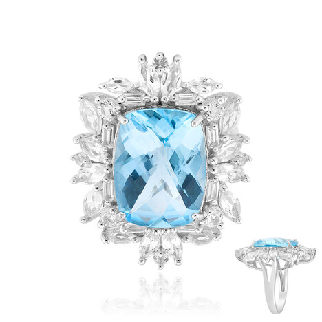 Bague en argent et Topaze bleu ciel