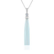 Naszyjnik ze srebra rodowanego - Chalcedon Aqua  (KM by Juwelo)