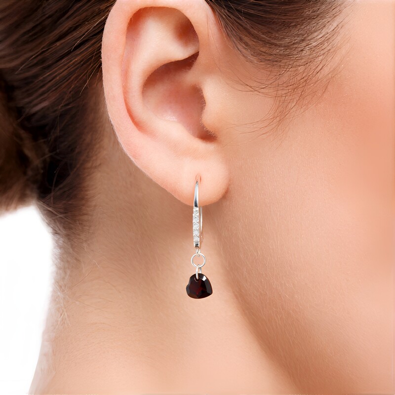 Garnet Silver Earrings
