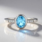 Bague en argent et Topaze bleu Suisse
