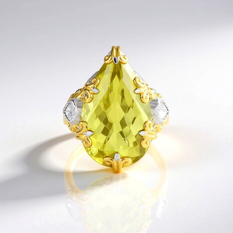 Anello in argento con Quarzo Ouro Verde (Gems en Vogue)