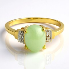 Anello placcato in oro con Crisoprasio Imperiale