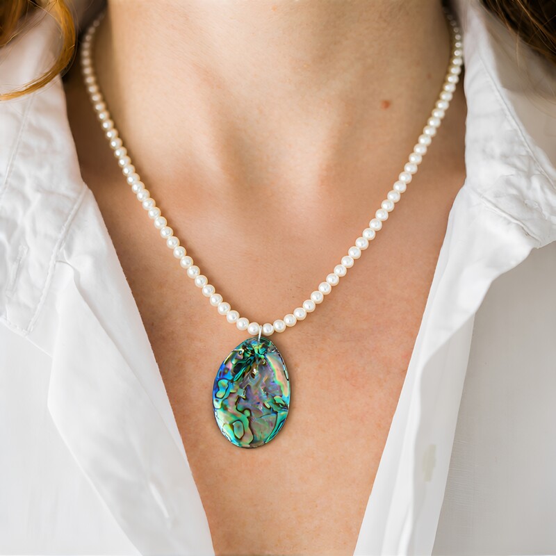 Collier en argent et Coquillage d'Abalone (TPC)