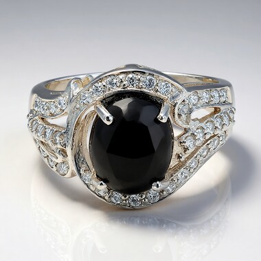Zilveren ring met een sneeuwvlokken obsidiaan
