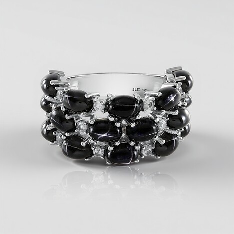 Bague en argent et Diopside étoilé d'Inde