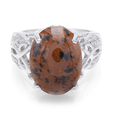 Anello in argento con Ossidiana Mogano